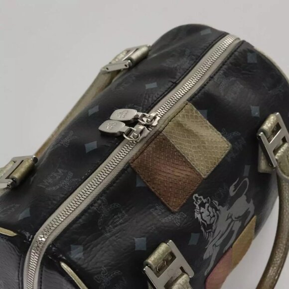 MCM Vicetos Logogram Hand Bag PVC Black Auth - Picture 10 of 16